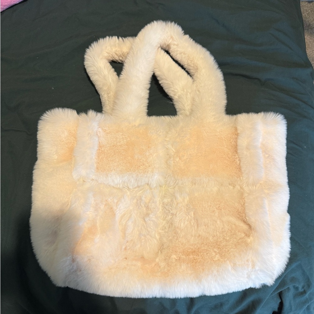 Target Cream Faux Fur Tote Bag